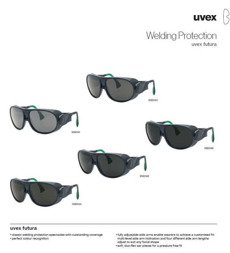 عینک ایمنی جوشکاری یووکس Futura محصول شرکت یووکس uvex آلمان می باشد .