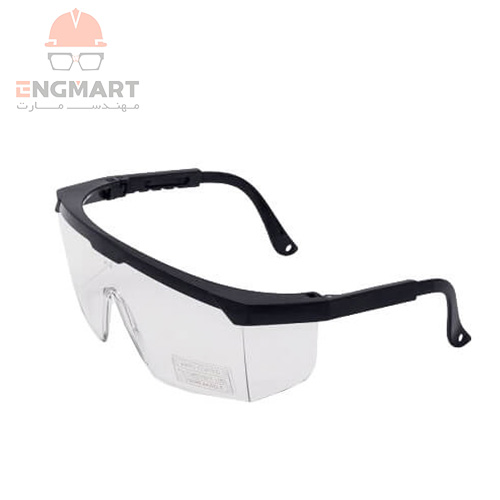 عینک ایمنی فریم دار شفاف تمام طلقی دسته قابل تنظیم پن تایوان مدل SE2172