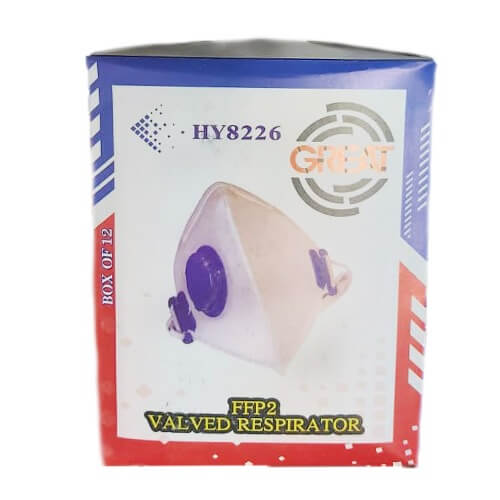 خرید ماسک تنفسی سوپاپ دار GREAT مدل HY8222 بسته 12 عددی